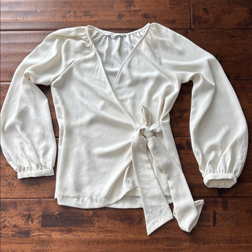 NWT Trina Turk Hue Cream Wrap Blouse